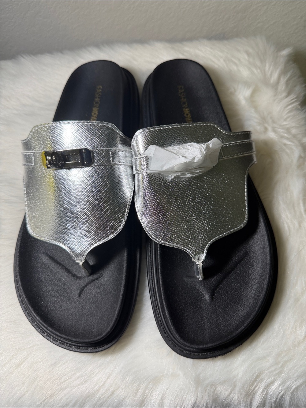 Silver Thong Sandals